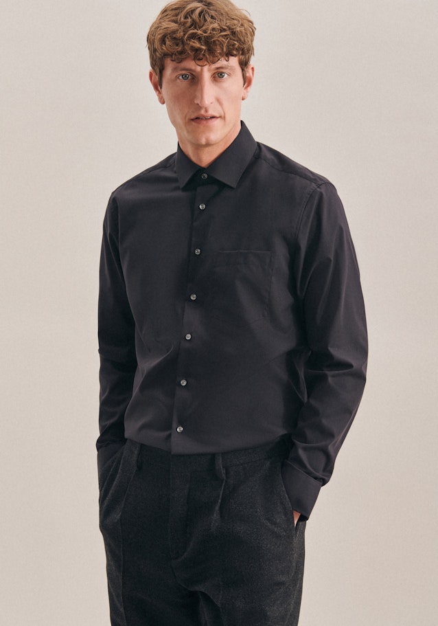 Regular Chemise d'affaires Uni in Noir | Seidensticker Onlineshop