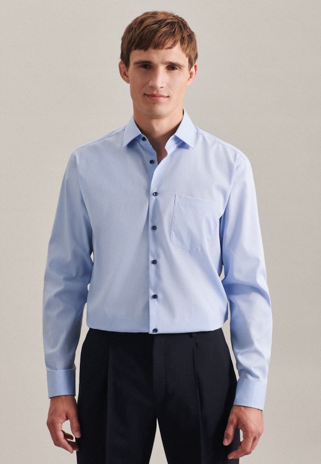 Non-iron Poplin Business Shirt in Regular with Kent-Collar in Light Blue | Seidensticker online shop