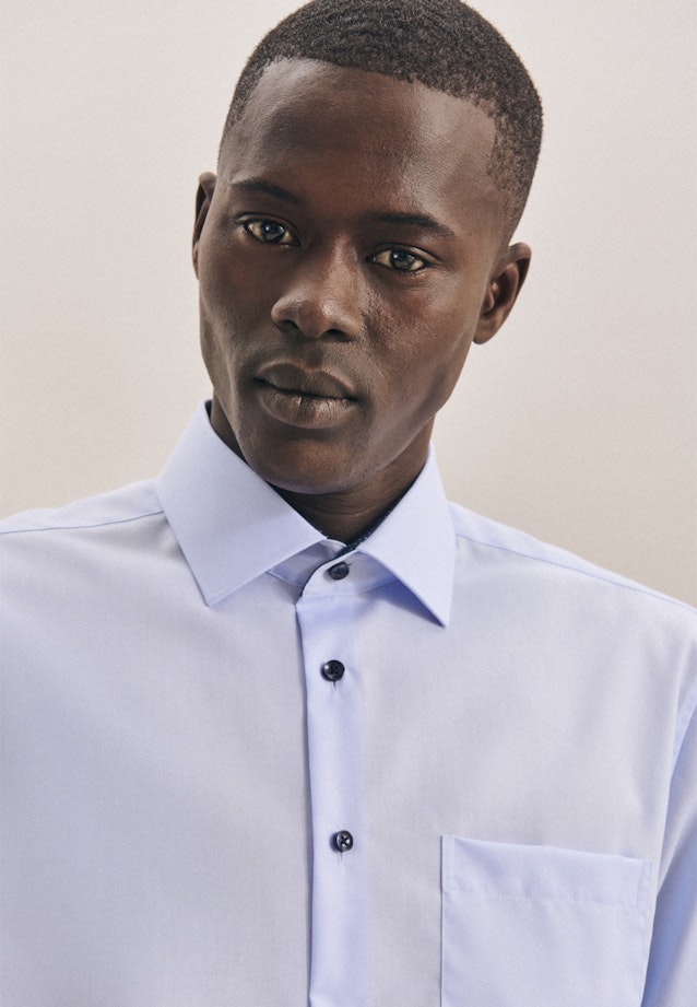 Non-iron Poplin Business Shirt in Regular with Kent-Collar in Medium blue |  Seidensticker Onlineshop