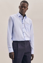 Non-iron Poplin Business Shirt in Regular with Kent-Collar in Medium blue |  Seidensticker Onlineshop