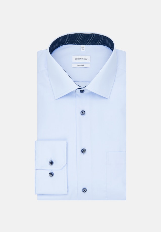 Non-iron Poplin Business Shirt in Regular with Kent-Collar in Medium blue |  Seidensticker Onlineshop