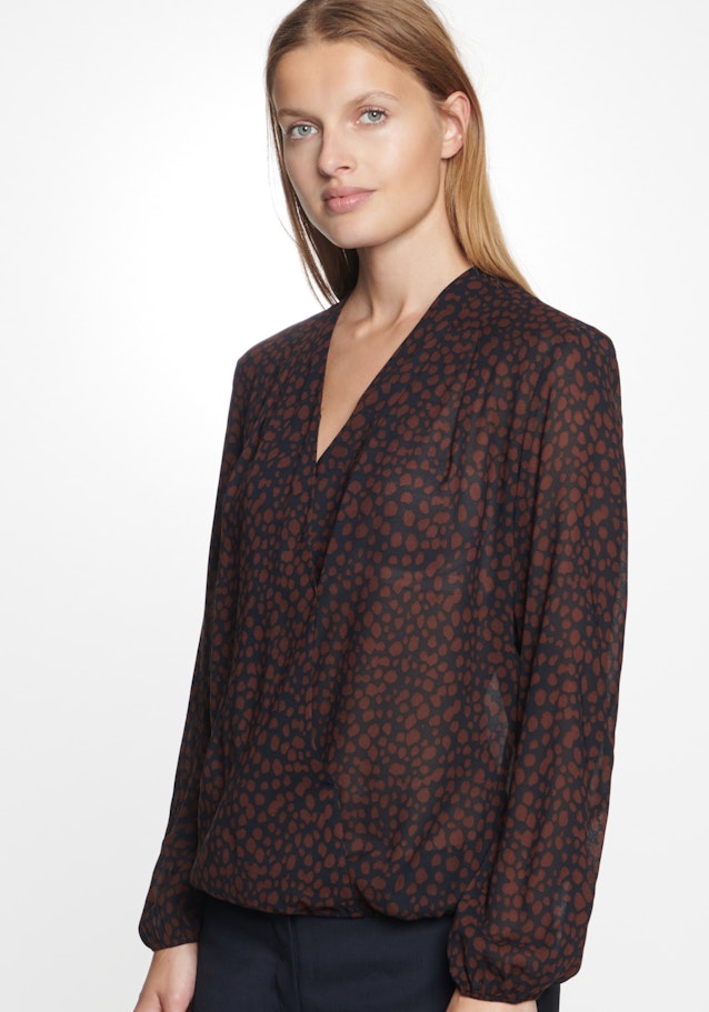 Regular fit Wickelbluse Druck in Dunkelblau | Seidensticker Onlineshop