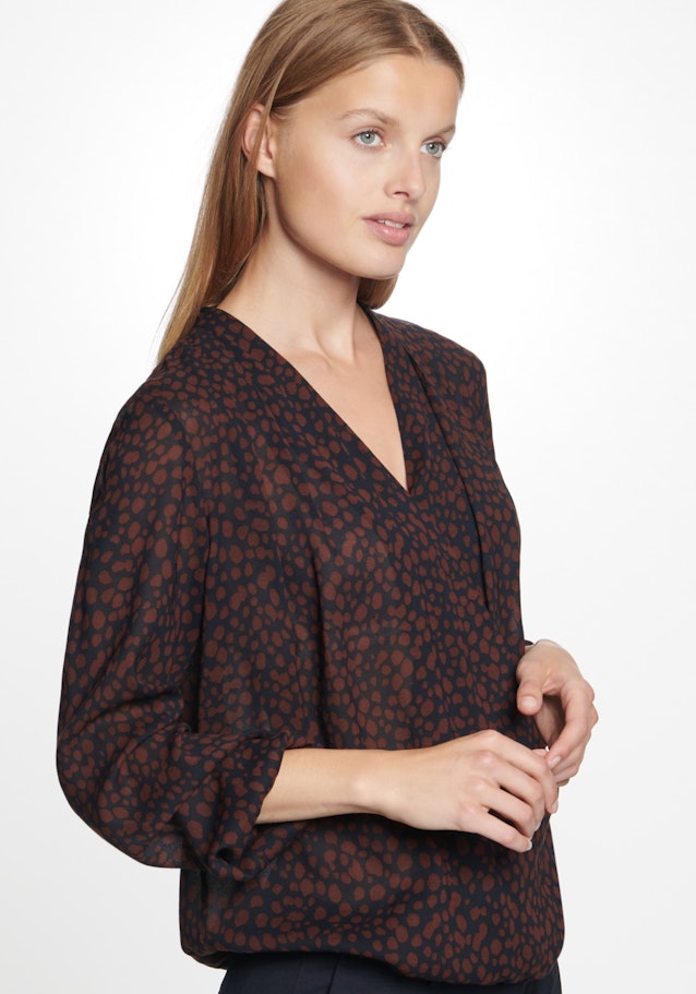 Long sleeve Crepe Wraparound Blouse in Dark Blue |  Seidensticker Onlineshop