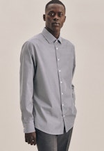 Non-iron Poplin Business Shirt in Shaped with Kent-Collar in Dark Blue |  Seidensticker Onlineshop