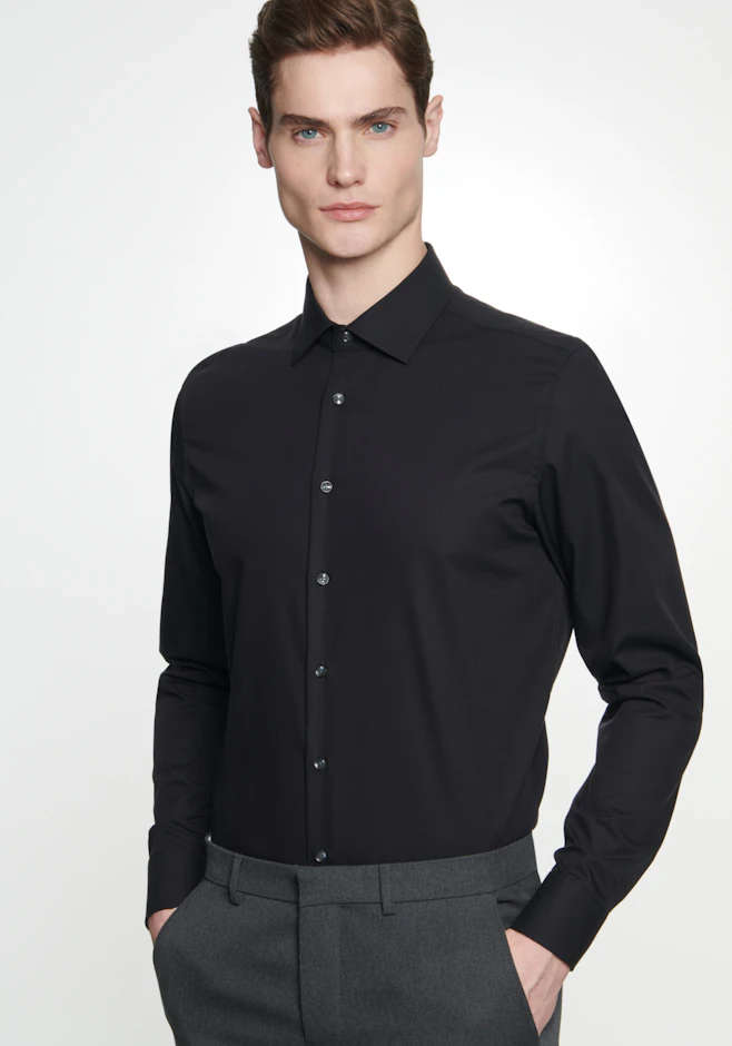 X-Slim Chemise d'affaires Uni dans Noir | Boutique en ligne Seidensticker