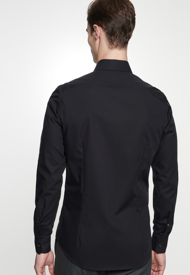 Non-iron Popeline Business overhemd in X-Slim with Kentkraag in Zwart | Seidensticker Onlineshop
