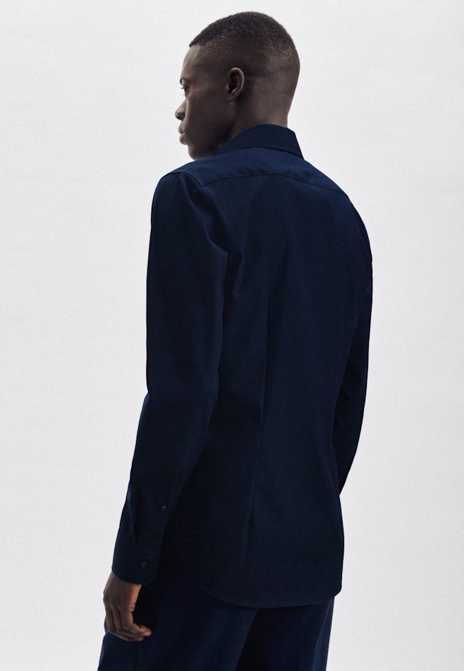 Non-iron Poplin Business Shirt in X-Slim with Kent-Collar in Dark Blue | Seidensticker online shop