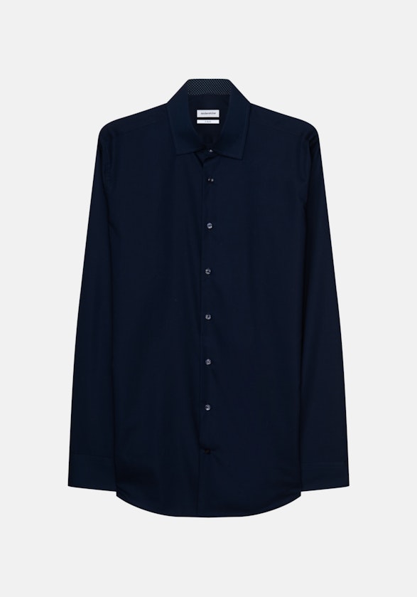 Non-iron Poplin Business Shirt in X-Slim with Kent-Collar in Dark Blue |  Seidensticker Onlineshop