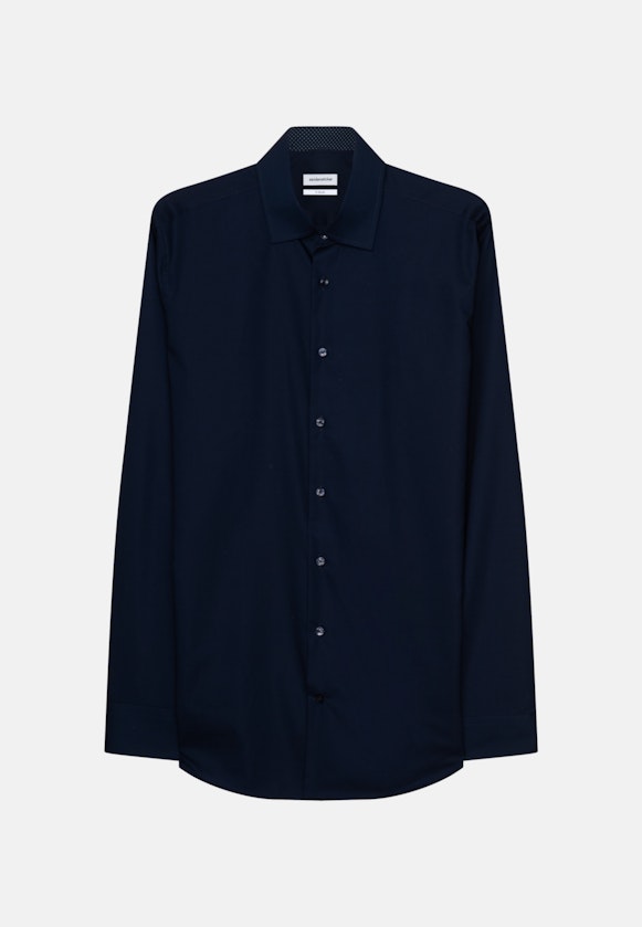 Non-iron Poplin Business Shirt in X-Slim with Kent-Collar in Dark Blue |  Seidensticker Onlineshop