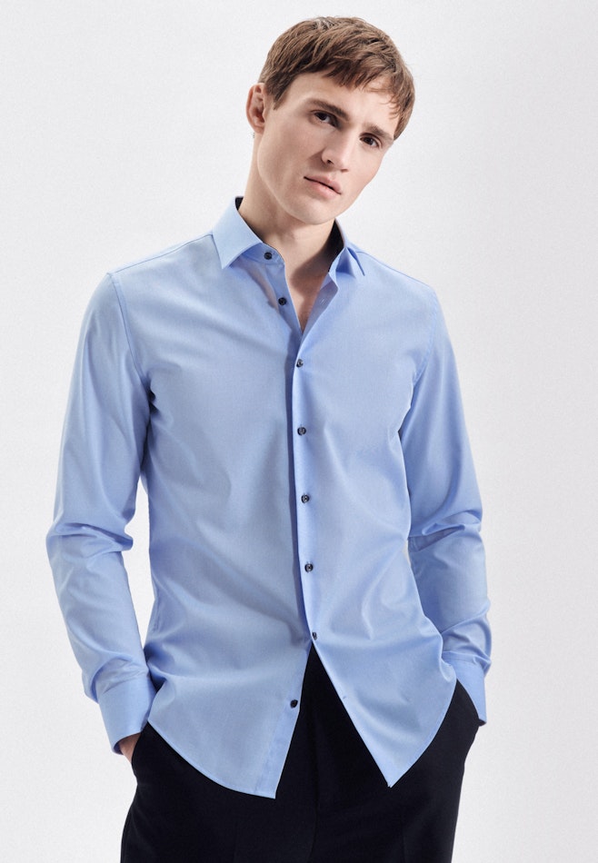 Non-iron Poplin Business Shirt in X-Slim with Kent-Collar in Light Blue | Seidensticker online shop