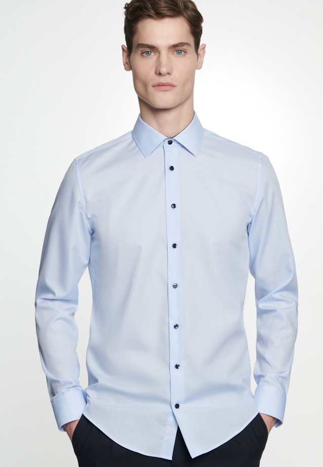 Non-iron Poplin Business Shirt in X-Slim with Kent-Collar in Medium Blue |  Seidensticker Onlineshop