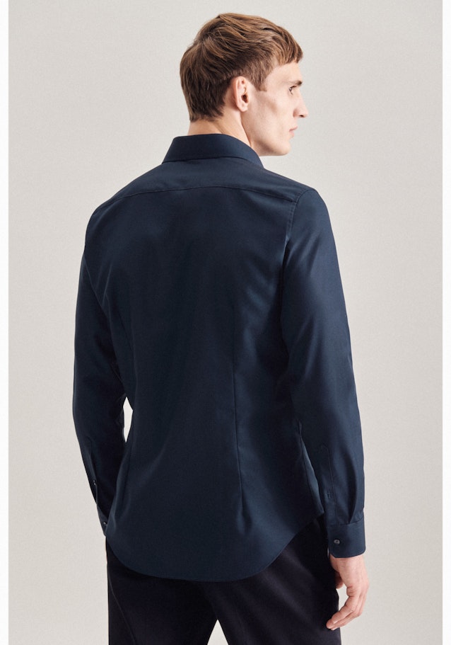 Non-iron Popeline Overhemd in Slim with Kentkraag in Donkerblauw |  Seidensticker Onlineshop