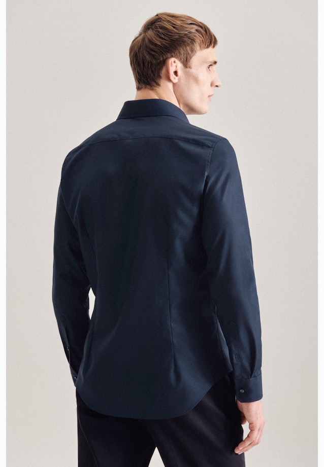 Non-iron Popeline Overhemd in Slim with Kentkraag in Donkerblauw | Seidensticker Onlineshop