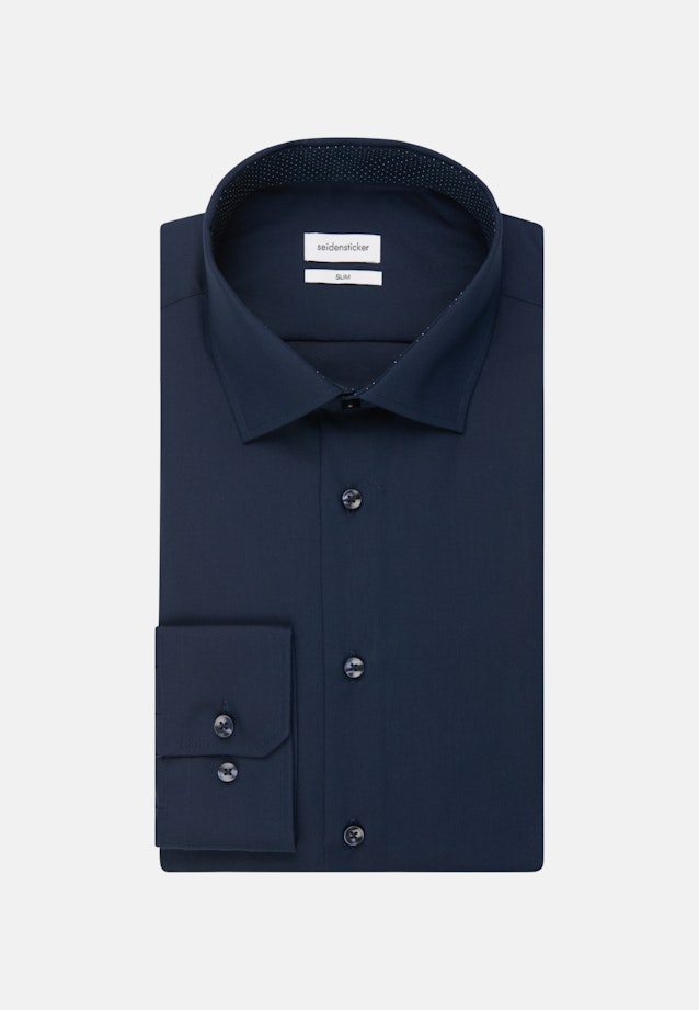 Non-iron Poplin Business Shirt in Slim with Kent-Collar in Dark blue |  Seidensticker Onlineshop