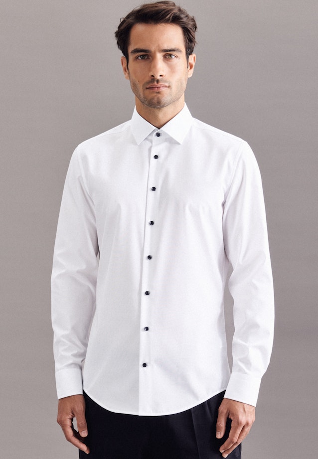 Non-iron Popeline Overhemd in Slim with Kentkraag in Wit | Seidensticker Onlineshop