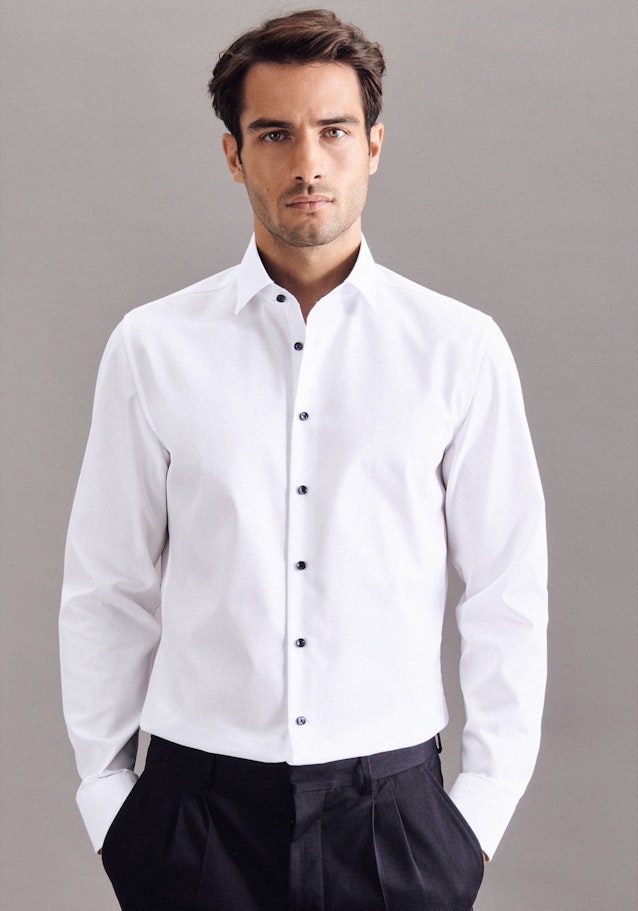 Non-iron Popeline Overhemd in Slim with Kentkraag in Wit |  Seidensticker Onlineshop