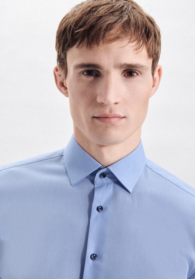 Non-iron Poplin Business Shirt in Slim with Kent-Collar in Light blue | Seidensticker Onlineshop