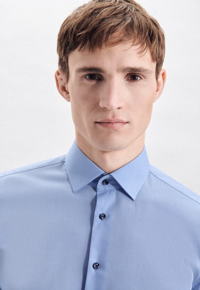 Non-iron Poplin Business Shirt in Slim with Kent-Collar in Light blue | Seidensticker Onlineshop