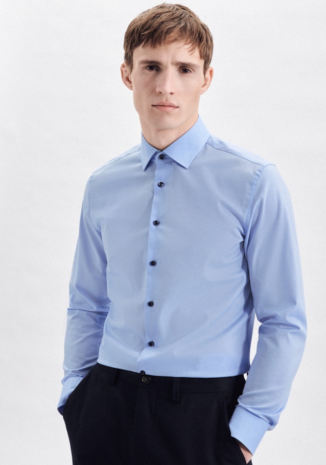 Non-iron Poplin Business Shirt in Slim with Kent-Collar in Light blue |  Seidensticker Onlineshop