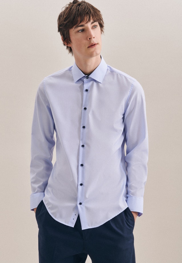 Non-iron Popeline Overhemd in Slim with Kentkraag in Middelmatig blauw | Seidensticker Onlineshop