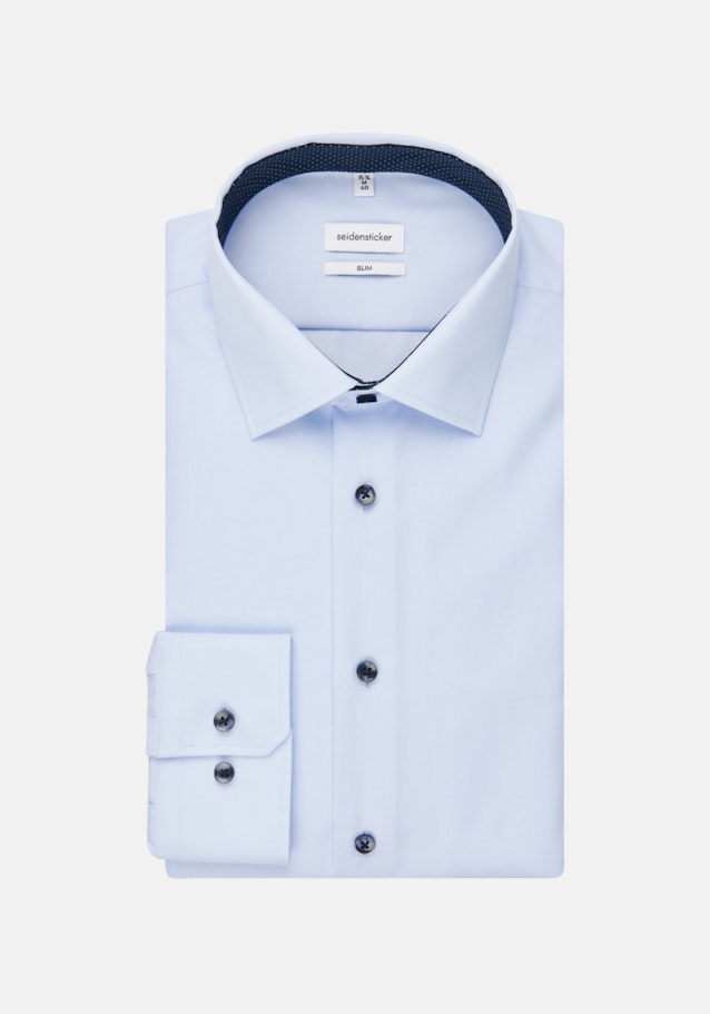 Non-iron Popeline Overhemd in Slim with Kentkraag in Middelmatig blauw |  Seidensticker Onlineshop