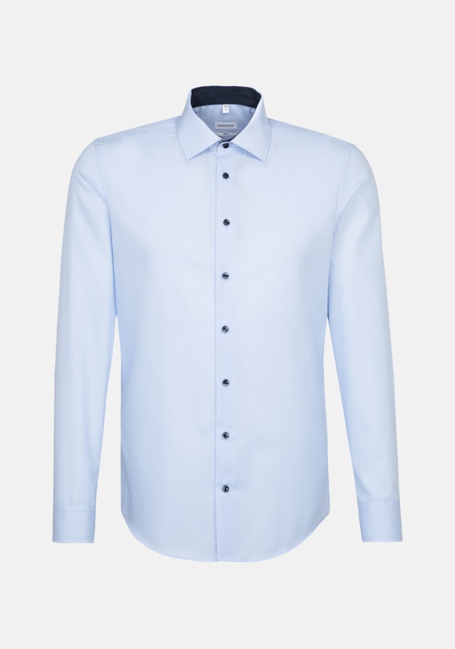 Non-iron Poplin Business Shirt in Slim with Kent-Collar in Medium blue |  Seidensticker Onlineshop