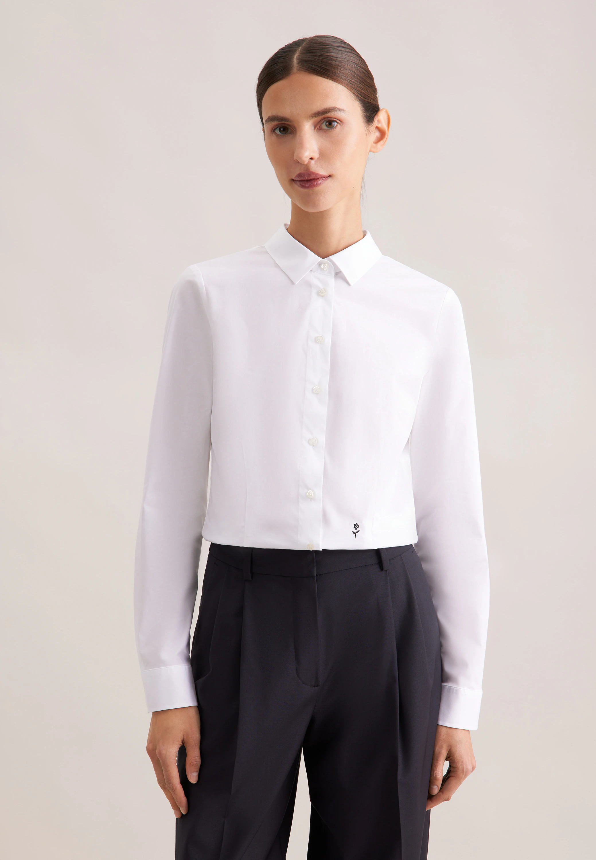 Hemdbluse mit Stretchanteil slim fit Weiß