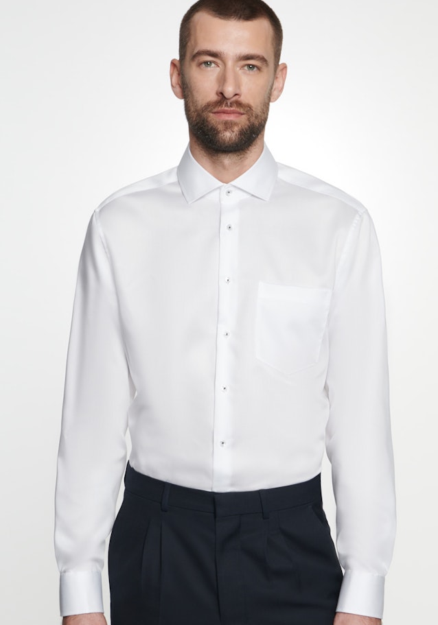 Chemise Business Regular Twill (sergé) Col Kent in Blanc |  Seidensticker Onlineshop