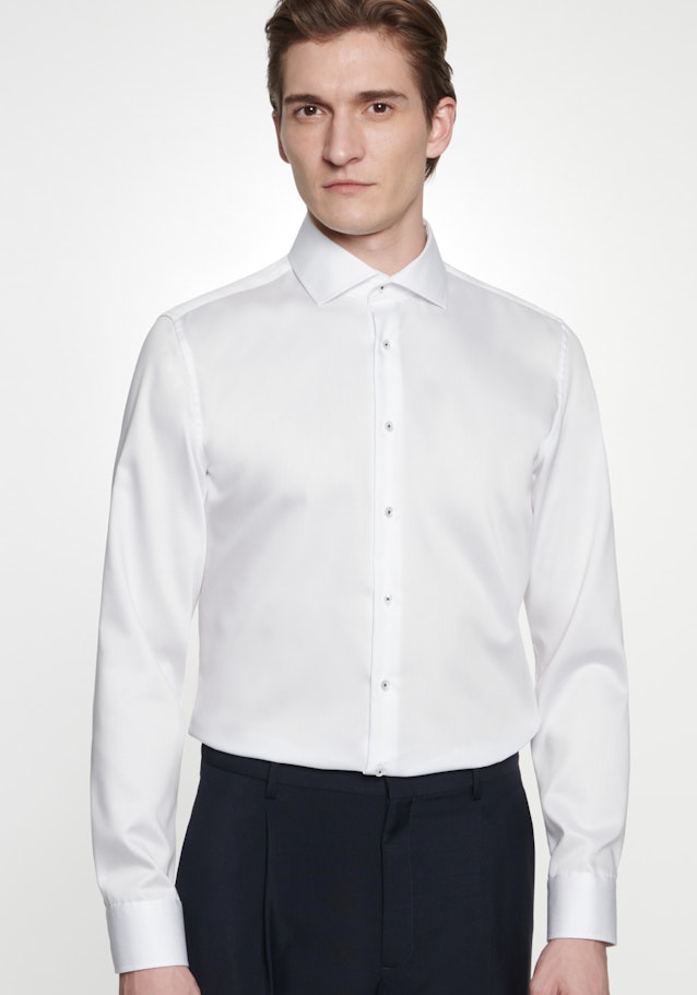 Chemise Business Shaped Twill (sergé) Col Kent in Blanc |  Seidensticker Onlineshop