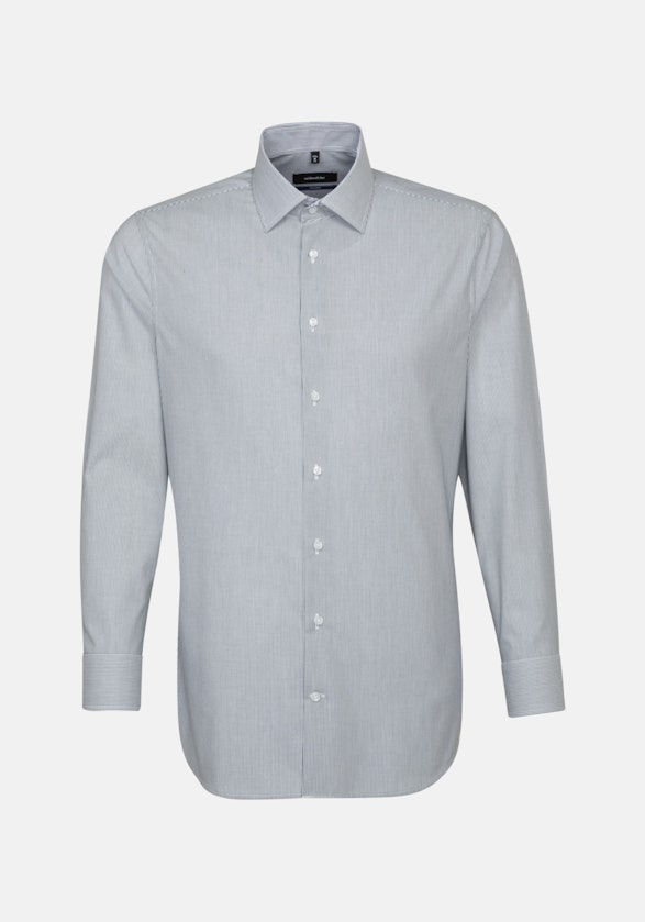 Non-iron Poplin Business Shirt in Shaped with Kent-Collar and extra short sleeve in Dark Blue |  Seidensticker Onlineshop
