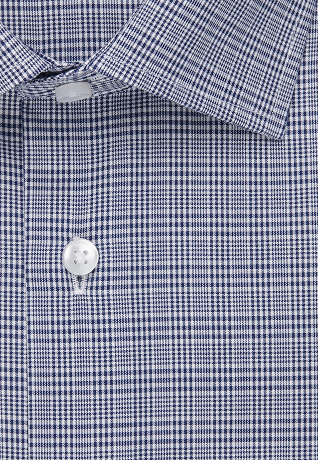Bügelfreies Glencheck Business Hemd in Shaped mit Kentkragen in Mittelblau |  Seidensticker Onlineshop
