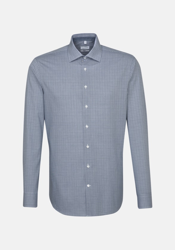 Non-iron Glencheck Business Shirt in Shaped with Kent-Collar in Medium Blue |  Seidensticker Onlineshop