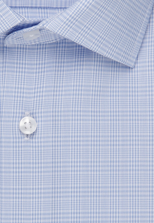 Bügelfreies Glencheck Business Hemd in Shaped mit Kentkragen in Hellblau |  Seidensticker Onlineshop