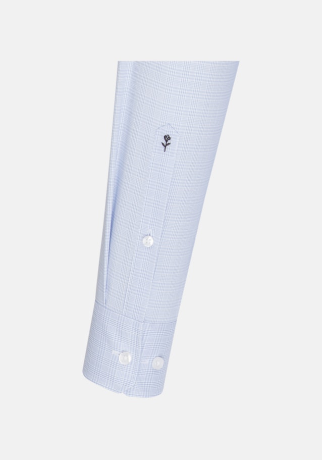 Bügelfreies Glencheck Business Hemd in Shaped mit Kentkragen in Hellblau |  Seidensticker Onlineshop