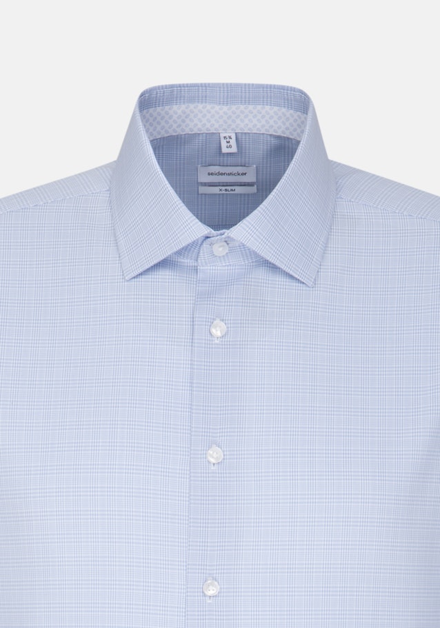 Non-iron Glencheck Business Shirt in X-Slim with Kent-Collar in Light Blue |  Seidensticker Onlineshop