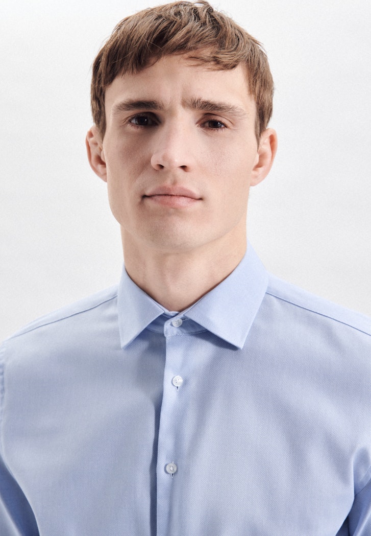 Herren Bügelfreies Struktur Business Hemd in X-Slim mit Kentkragen hellblau  | Seidensticker