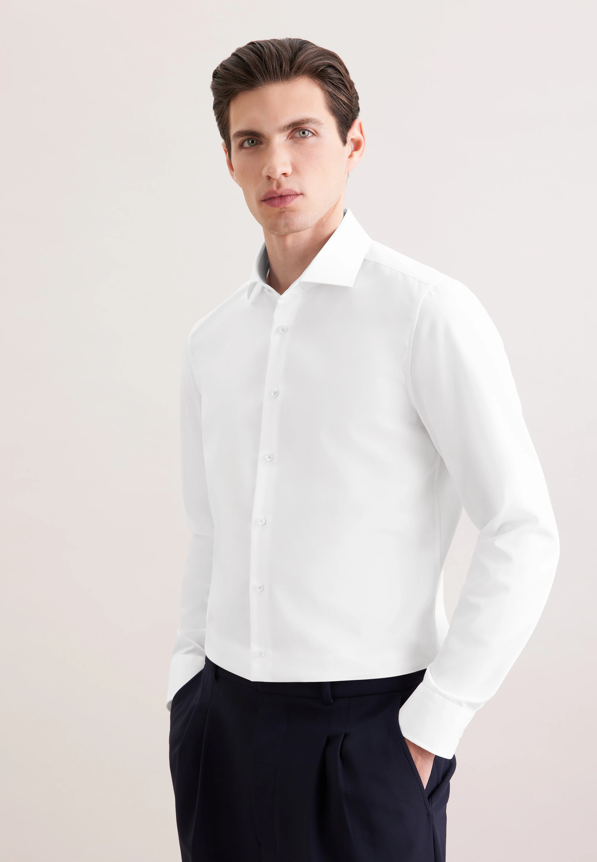 Slim Business Hemd Uni Weiß 36