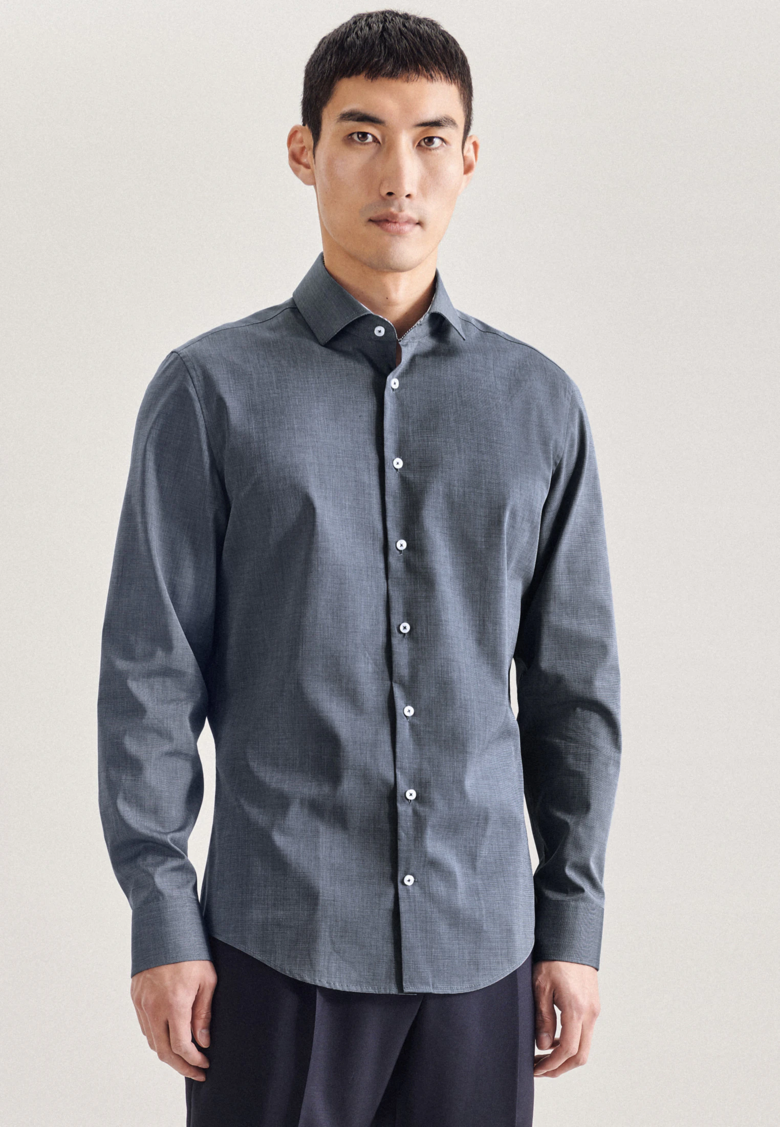 Slim Business Hemd Uni Blau 43
