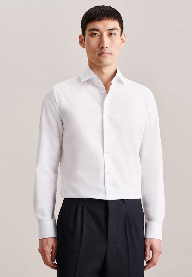 Non-iron Poplin Business Shirt in Slim with Kent-Collar in White |  Seidensticker Onlineshop