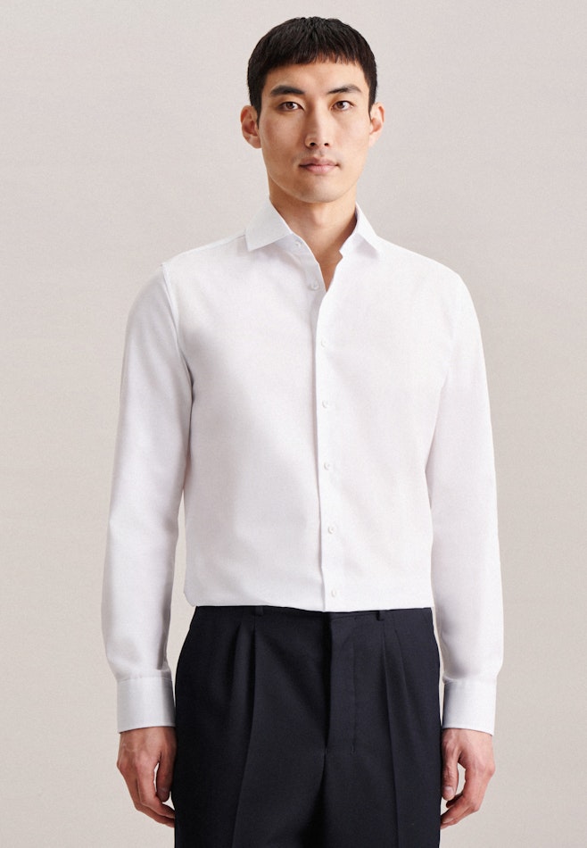 Non-iron Poplin Business Shirt in Slim with Kent-Collar in White | Seidensticker online shop