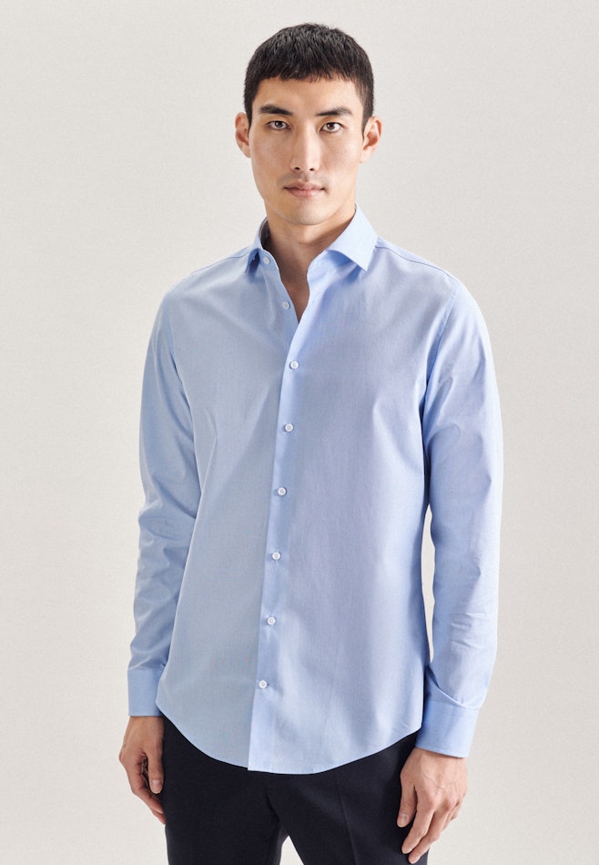 Non-iron Poplin Business Shirt in Slim with Kent-Collar in Light Blue | Seidensticker online shop