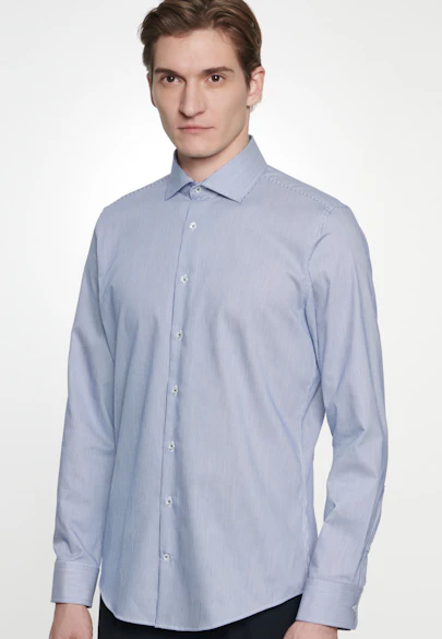 Slim Business Hemd Streifen in Mittelblau |  Seidensticker Onlineshop