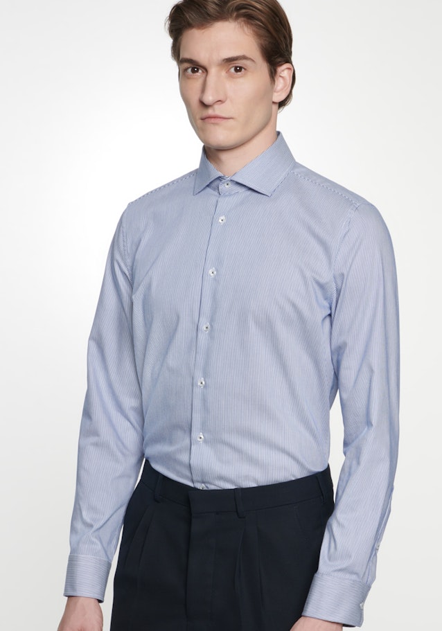 Slim Business Hemd Streifen in Mittelblau | Seidensticker Onlineshop