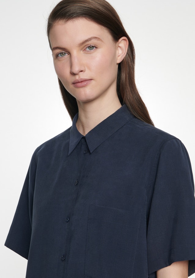 Short sleeve Twill Shirt Blouse in Dark Blue |  Seidensticker Onlineshop
