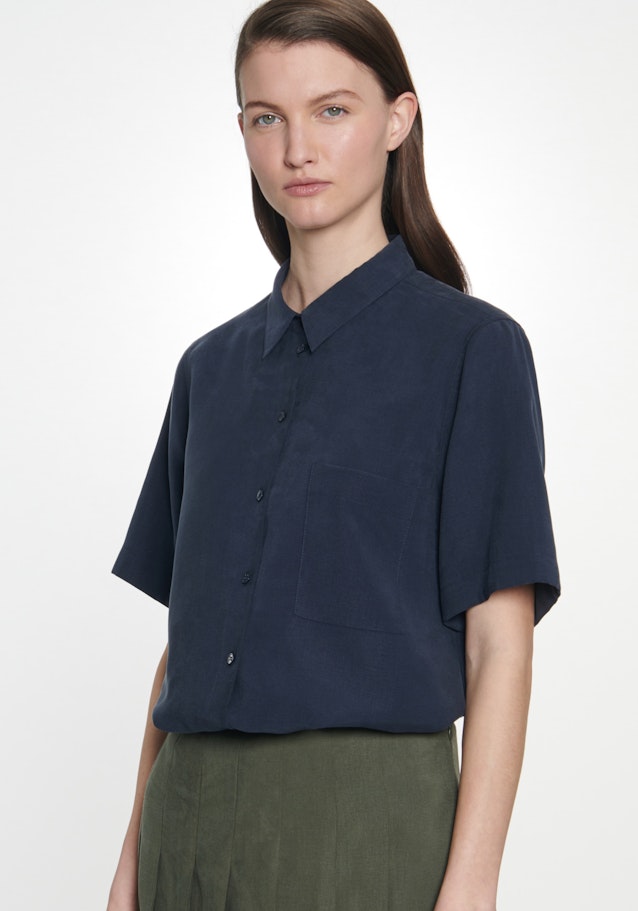 Short sleeve Twill Shirt Blouse in Dark Blue |  Seidensticker Onlineshop
