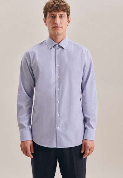 Shaped Business Hemd Gestreift in Mittelblau |  Seidensticker Onlineshop