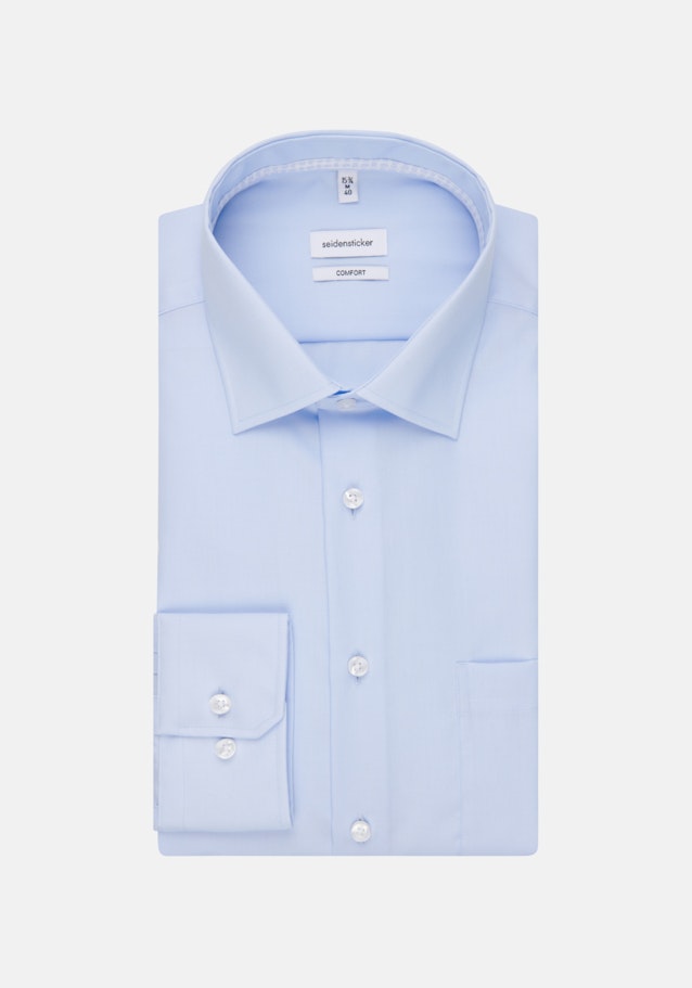 Non-iron Popeline Business overhemd in Comfort with Kentkraag in Middelmatig Blauw |  Seidensticker Onlineshop