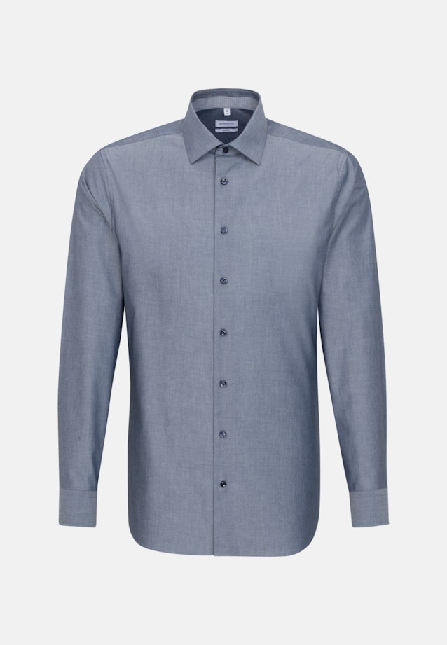 Non-iron Chambray Business Shirt in Shaped with Kent-Collar in Dark Blue |  Seidensticker Onlineshop