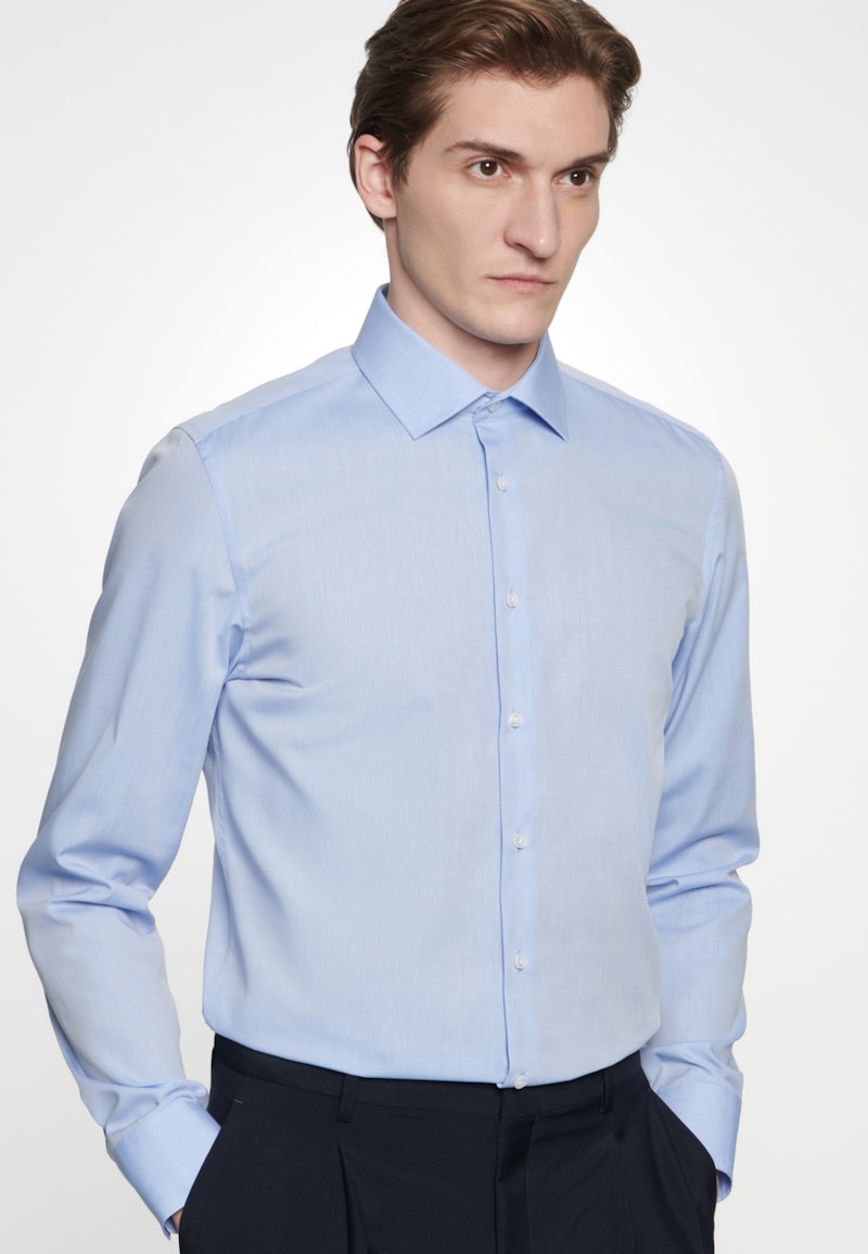 Non-iron Chambray Business Shirt in Shaped with Kent-Collar