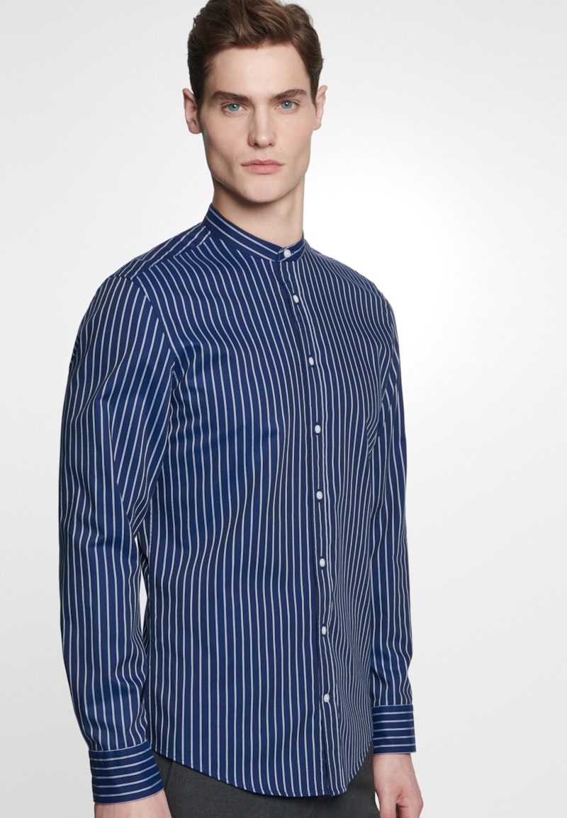 Easy-iron Twill Business Shirt in Shaped with Stand-Up Collar